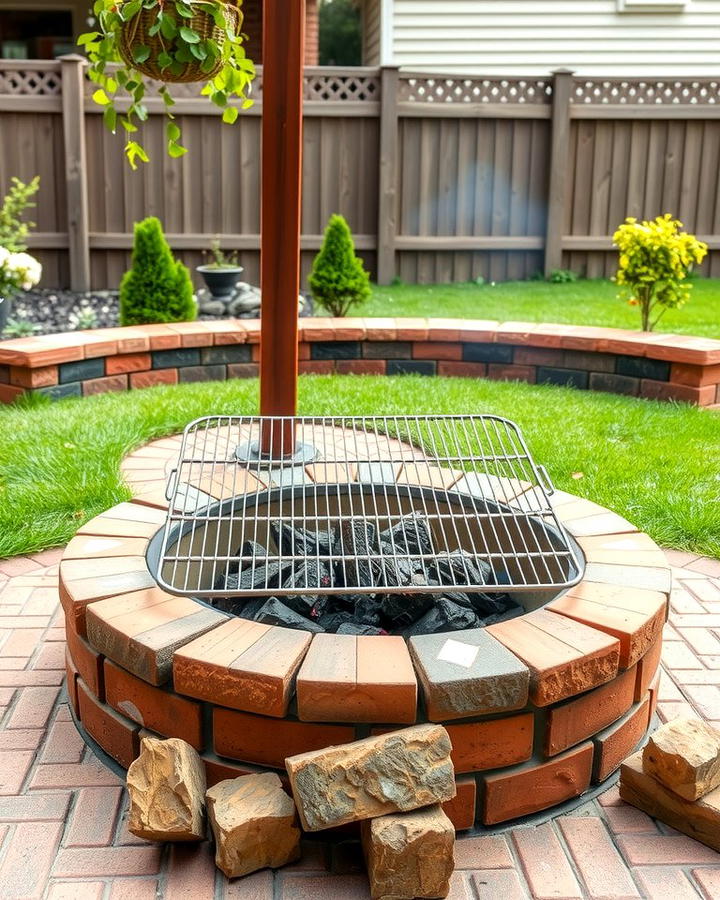 Brick Fire Pit with Cooking Grate