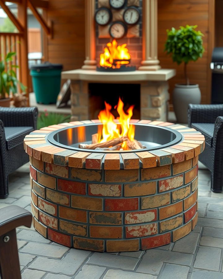 Brick Fire Pit with a Metal Insert