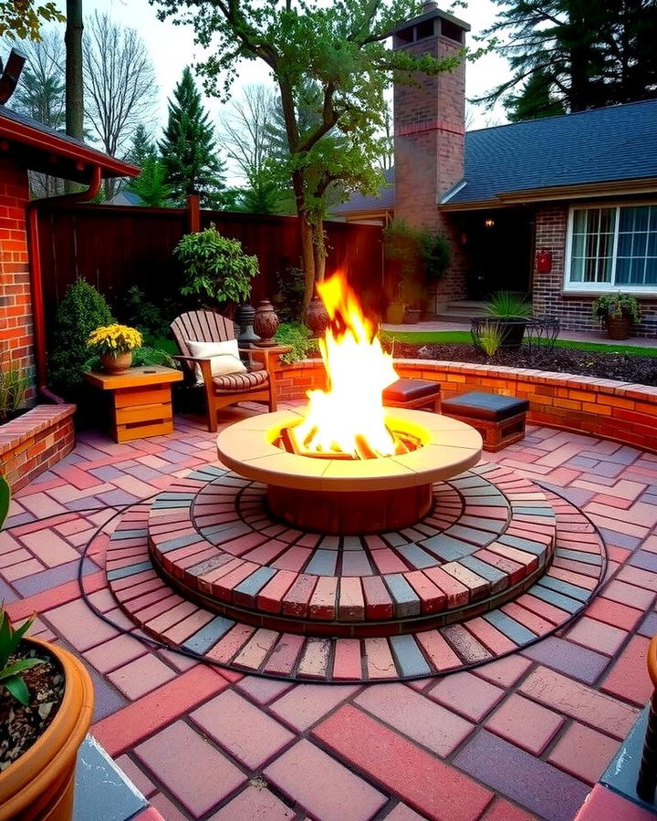 Brick Patio with Fire Pit Centerpiece