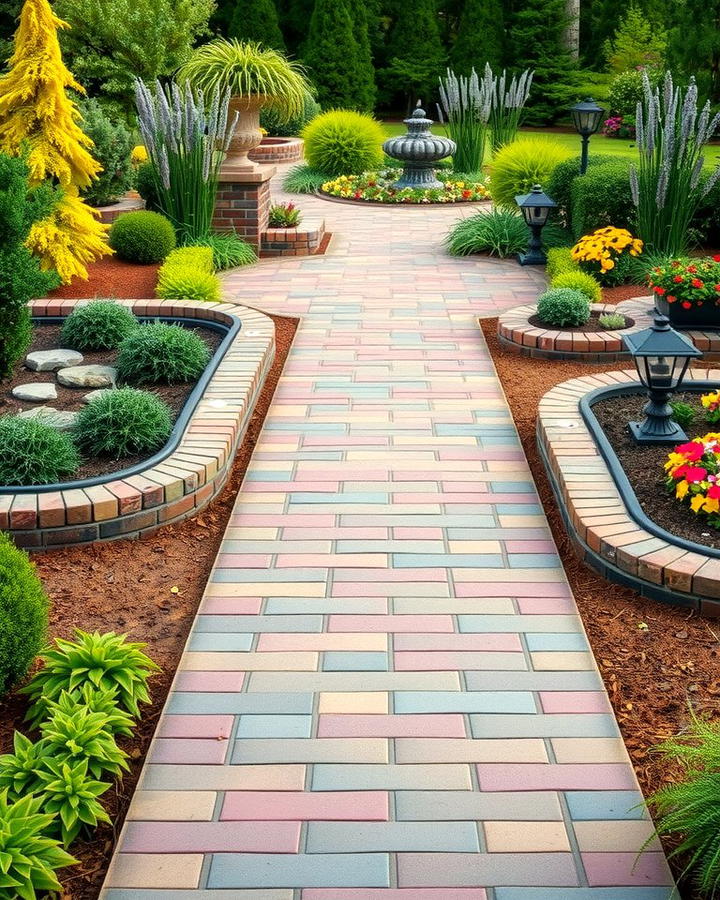 Brick Patio with Garden Pathway