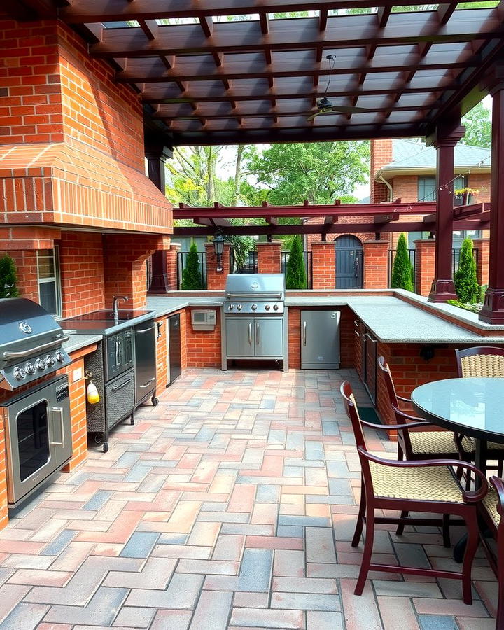 Brick Patio with Outdoor Kitchen