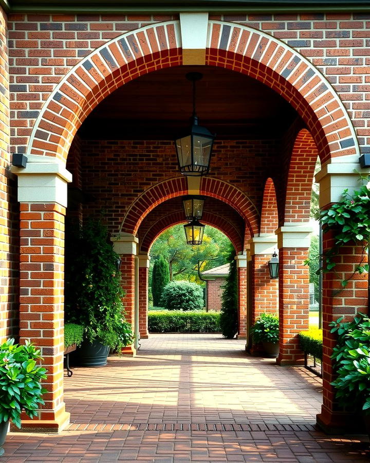 Brick Porch with Arched Entryways