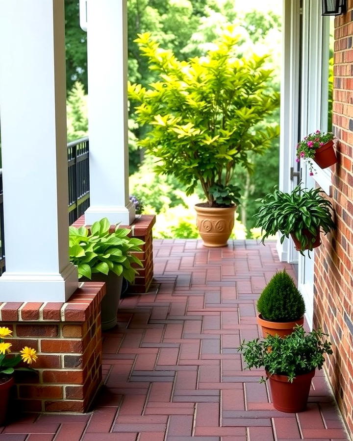 Brick Porch with Built In Planters