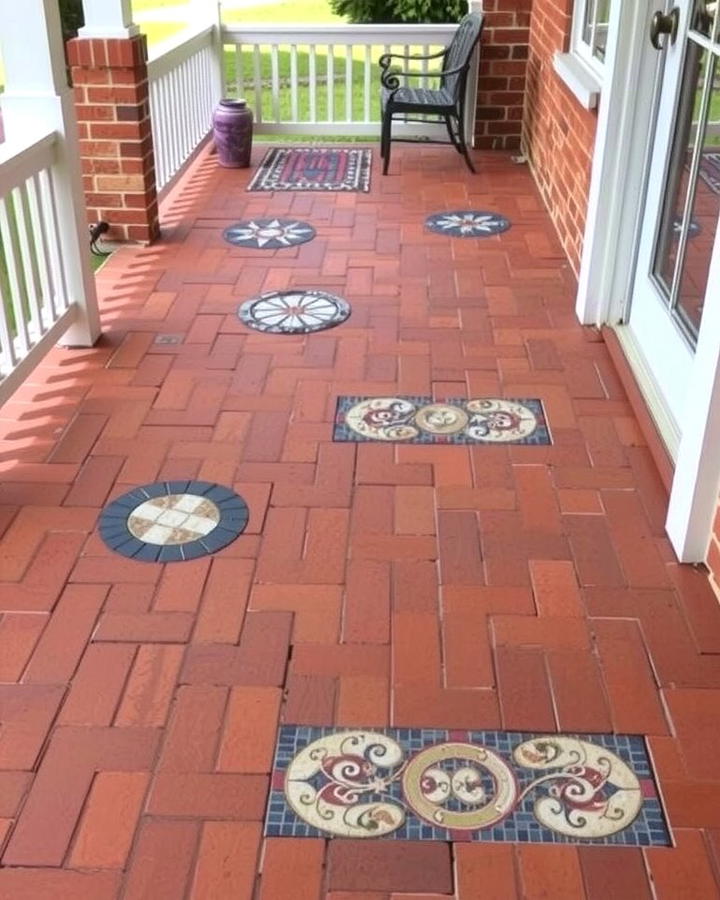 Brick Porch with Mosaic Inlays