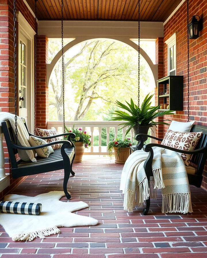 Brick Porch with Swing Seating