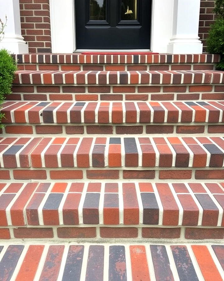 Brick Steps Design With Contrasting Grout Colors