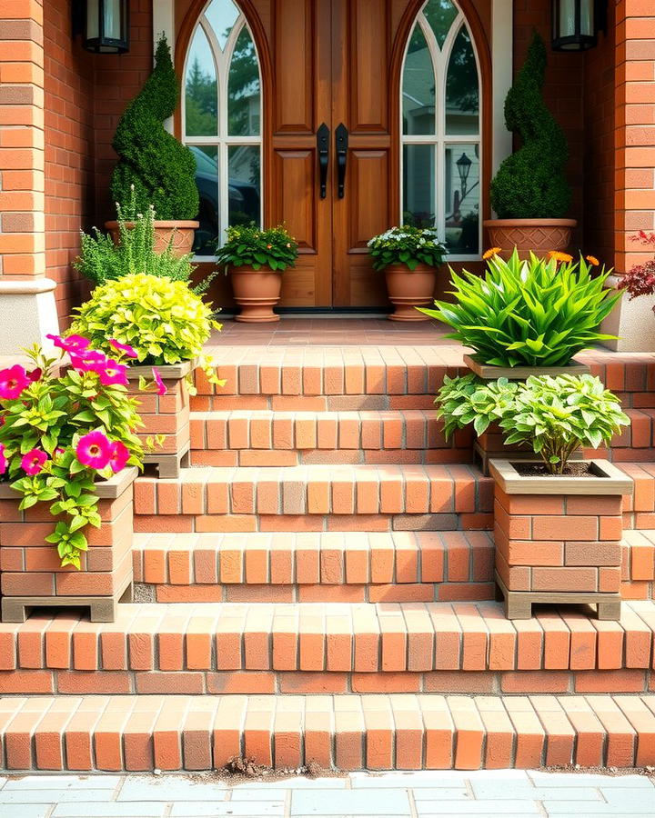 Brick Steps with Built In Planters