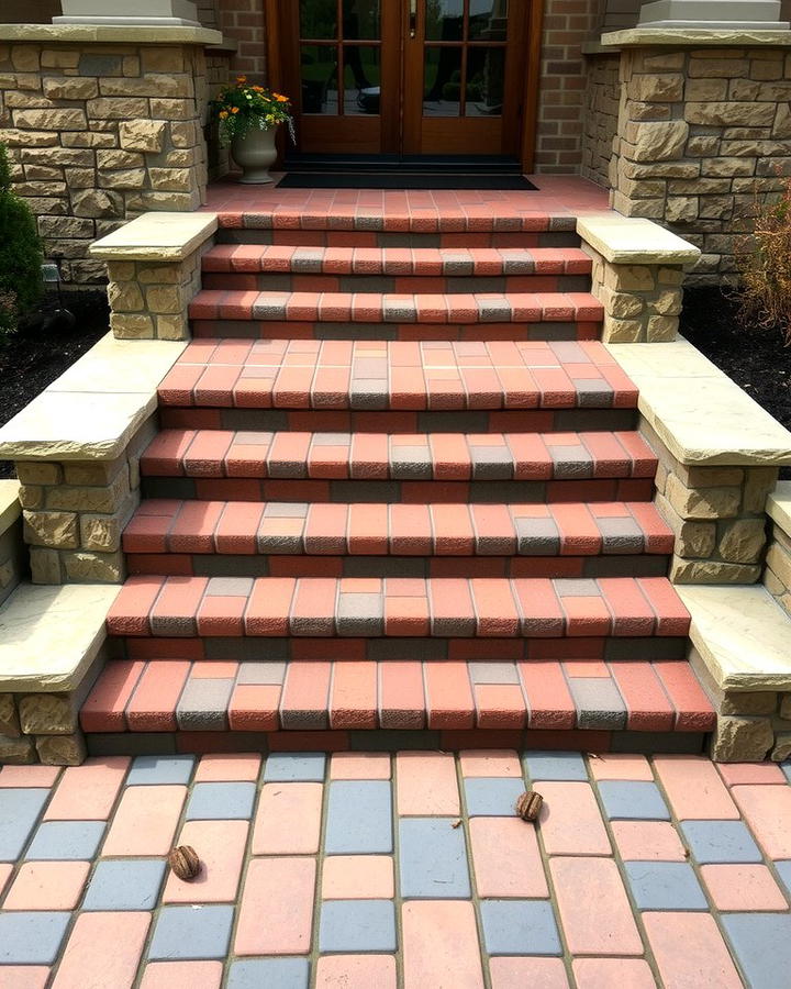 Brick Steps with Contrasting Stone Edges