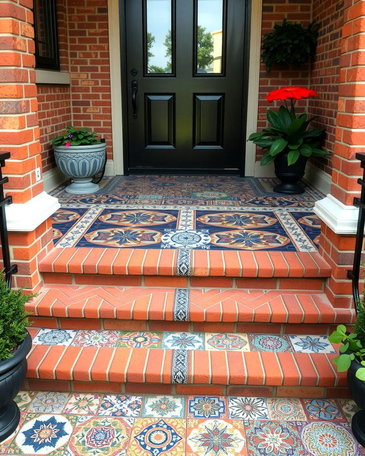 Brick Steps with Decorative Tiles