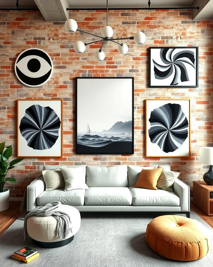 Brick Wall with Large Artwork