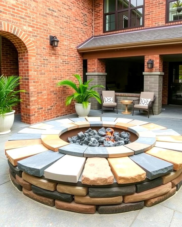 Brick and Stone Combination Fire Pit