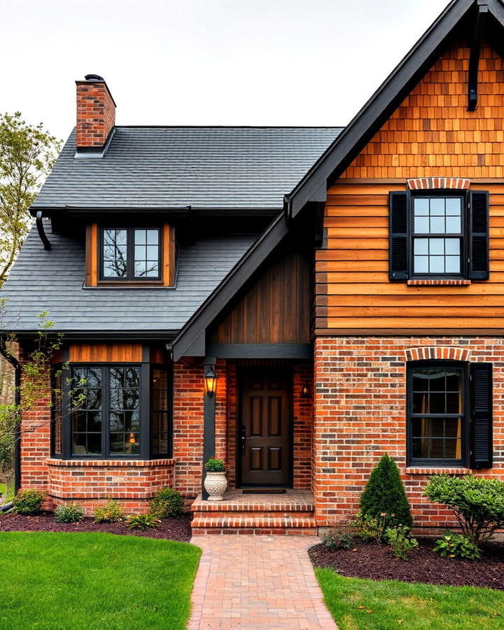 Brick and Wood Combination House Exterior