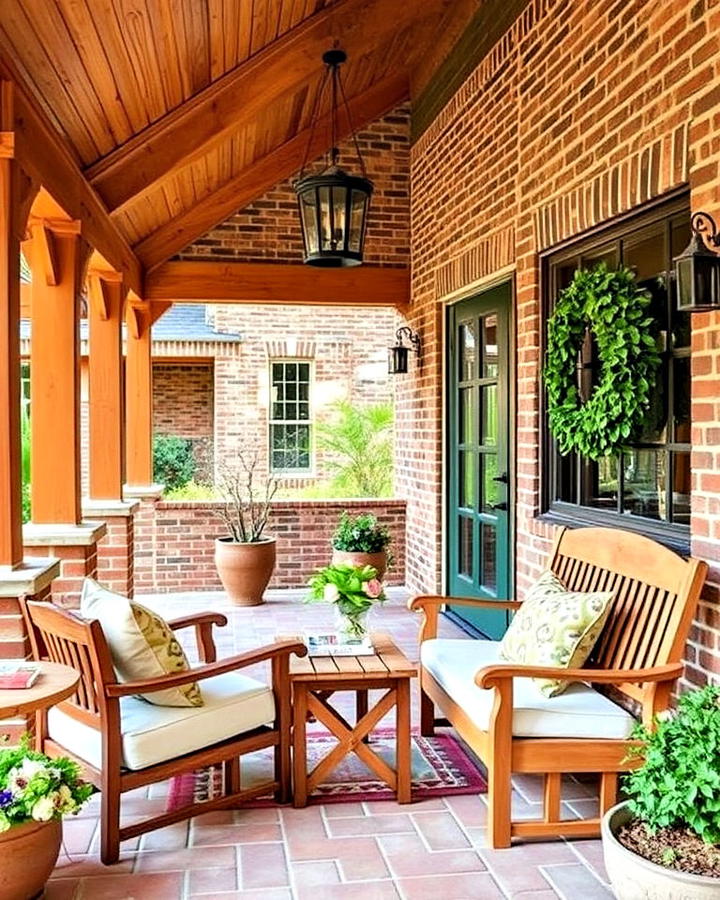 Brick and Wood Combination Porch