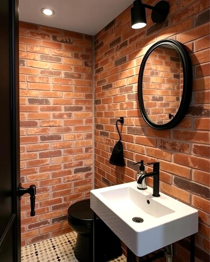 Brown Brick Walls with Black Fixtures