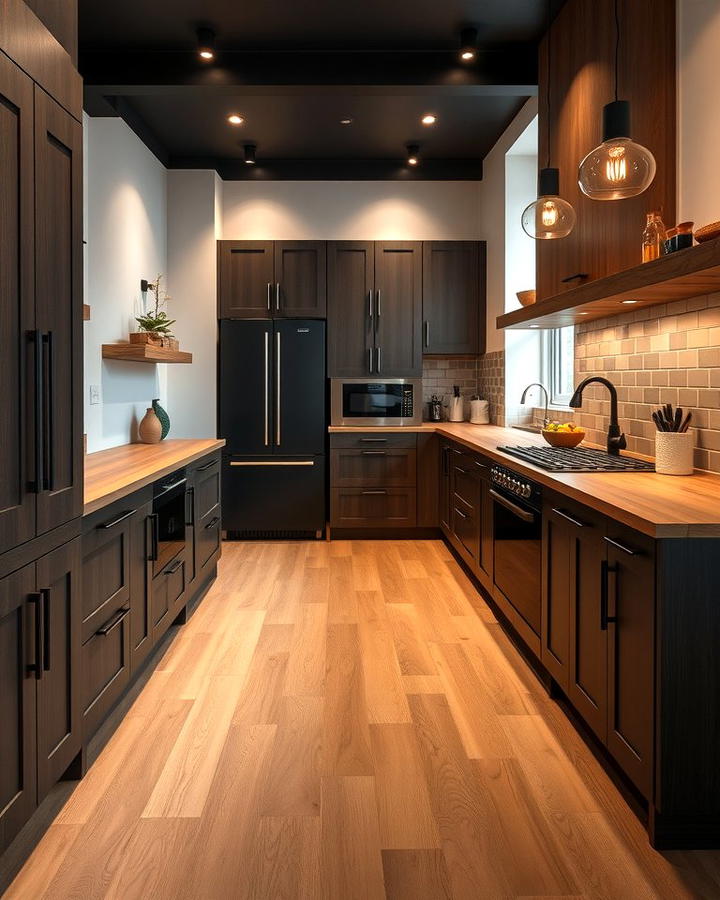 Brown Flooring with Black Fixtures