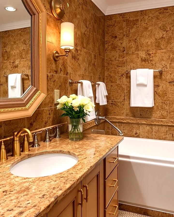 Brown Granite with Gold Fixtures