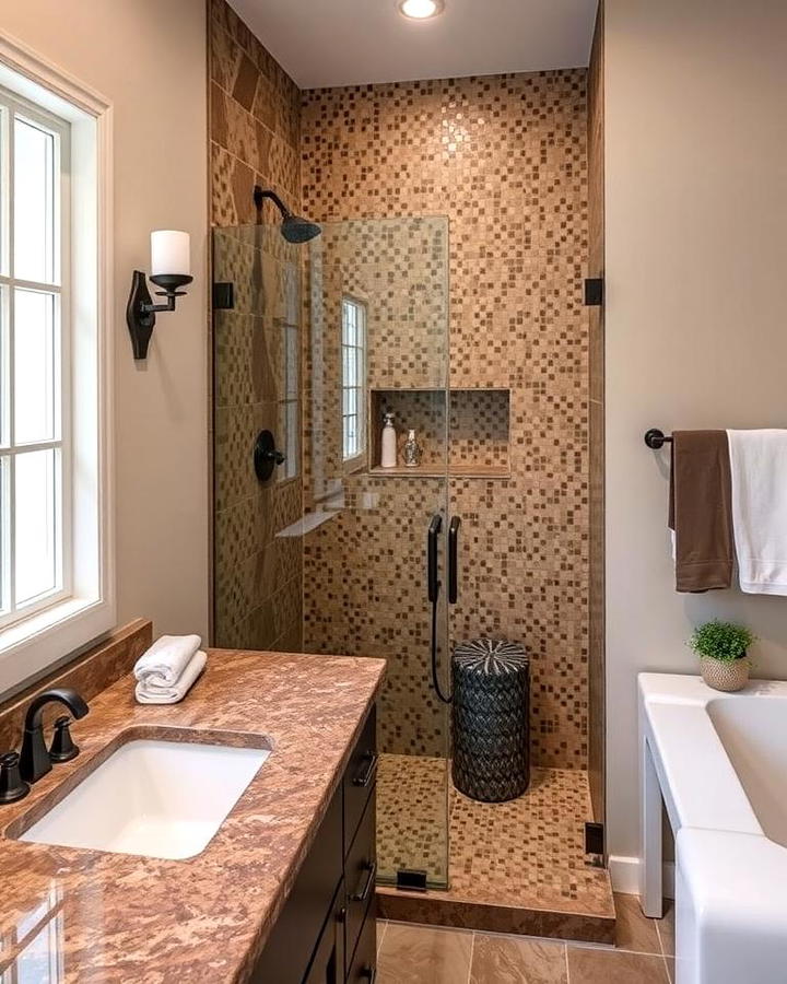 Brown Granite with Mosaic Tile Accents