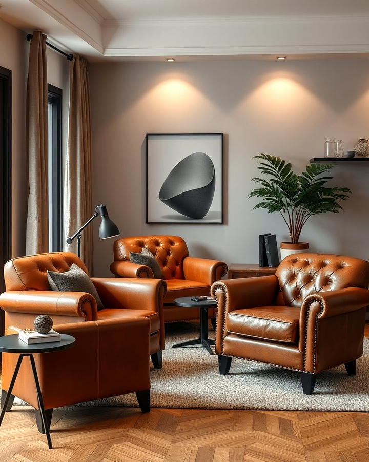 Brown Leather Armchairs for Cozy Seating