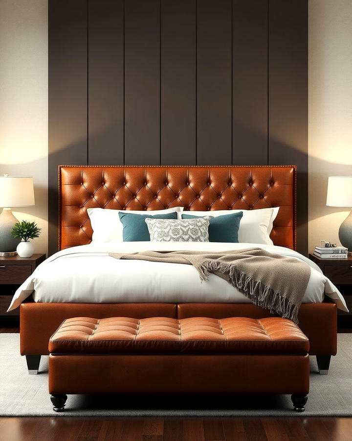 Brown Leather Headboard