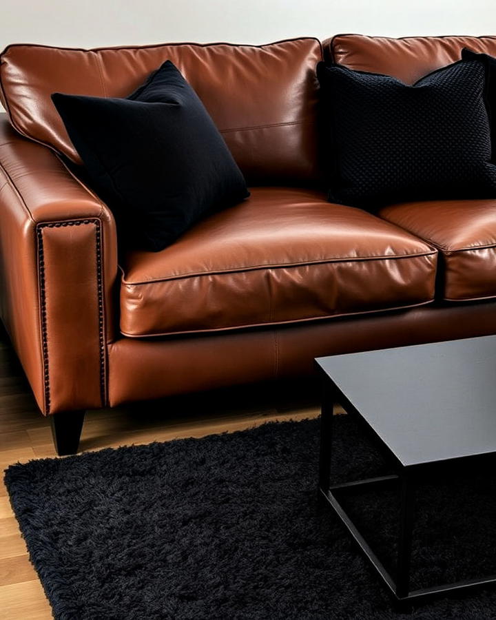 Brown Leather Sofa for Timeless Elegance in Living Room