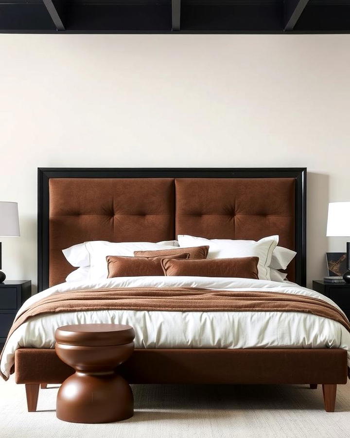 Brown Upholstered Headboards with Black Frames