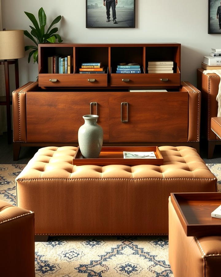 Brown Upholstered Ottoman for Versatile Seating