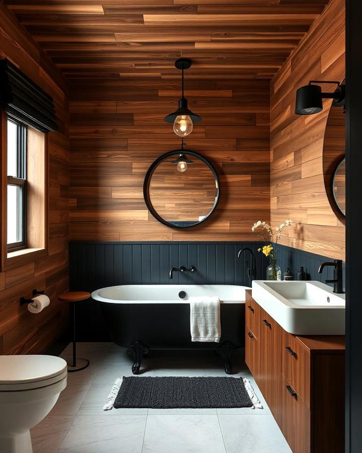 Brown Wood Paneling with Black Details