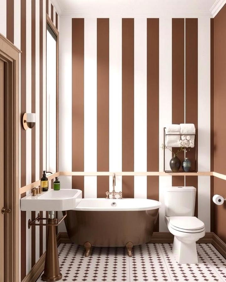 Brown and White Striped Walls