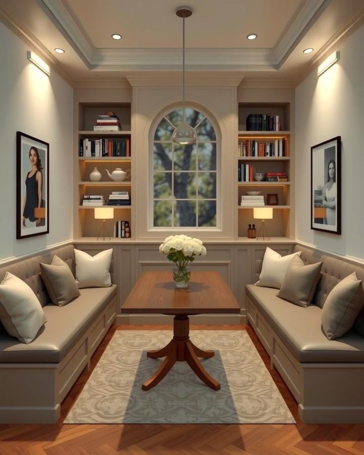 Built In Banquette Seating with Shelves