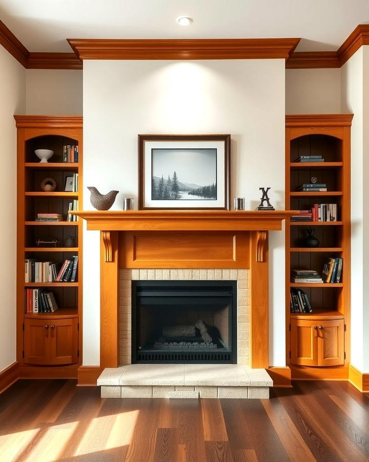 Built In Bookshelves Around the Fireplace