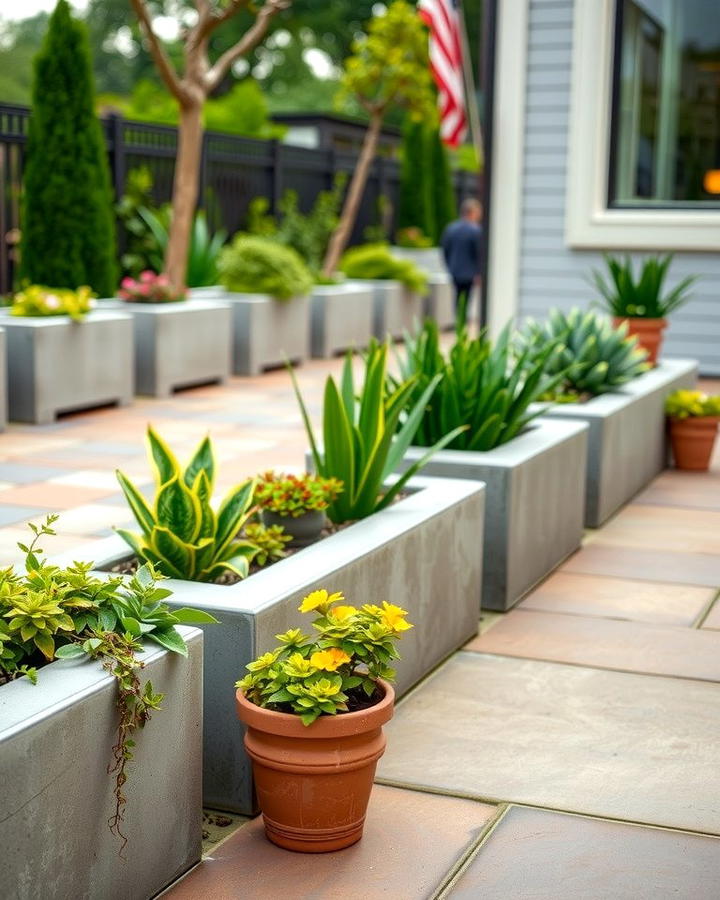 Built In Concrete Planters