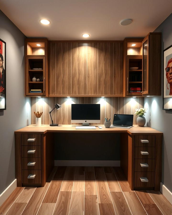 Built In Desk with Integrated Lighting