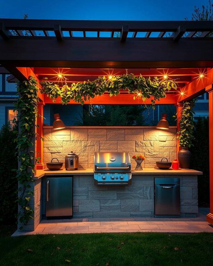 Built In Grill with Pergola