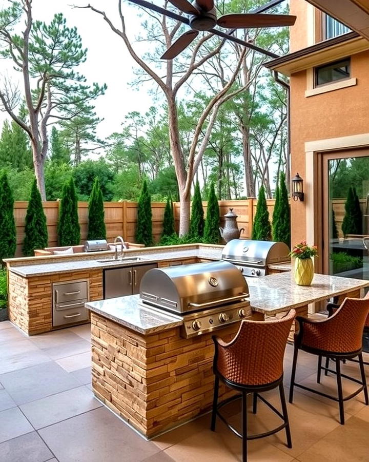 Built In Outdoor Kitchen BBQ Pit