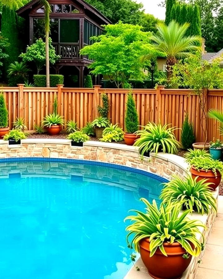 Built In Planters Around the Pool