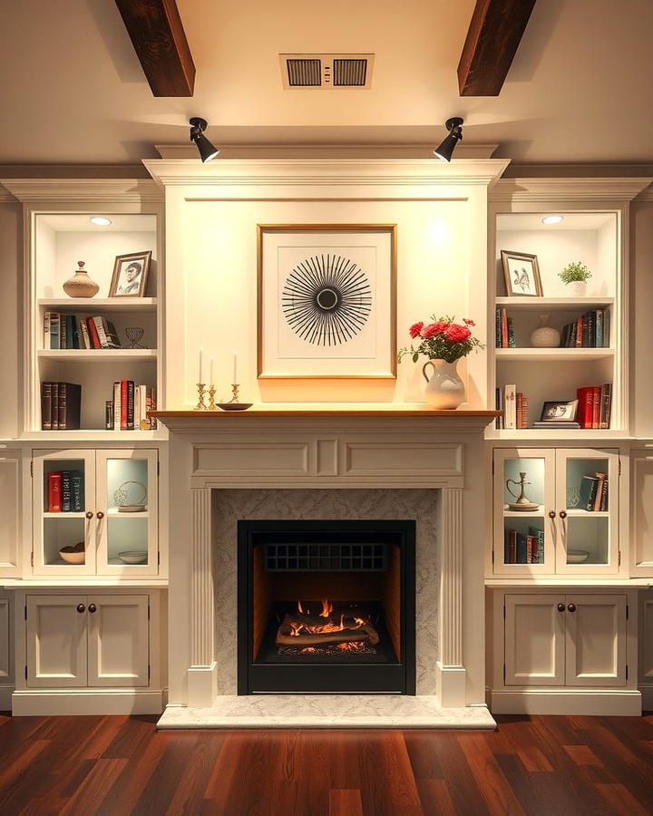 Built In Shelving Around the Fireplace 2