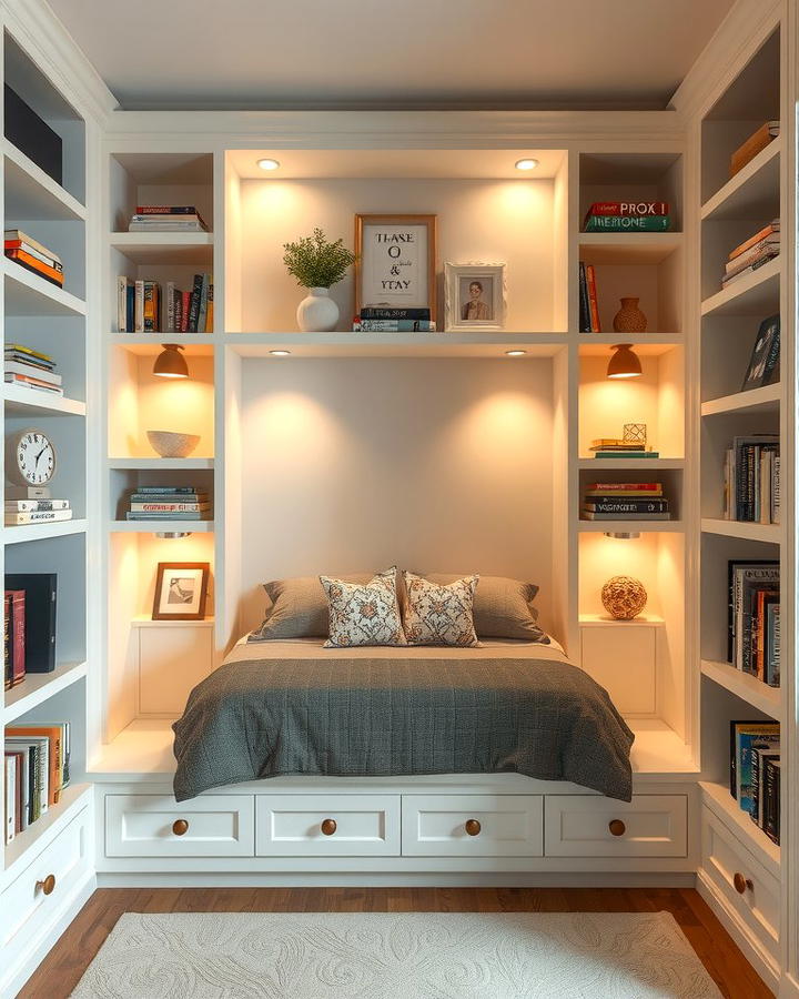 Built In Shelving Bed Nook