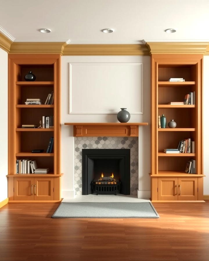 Built in Bookshelves Around a Fireplace