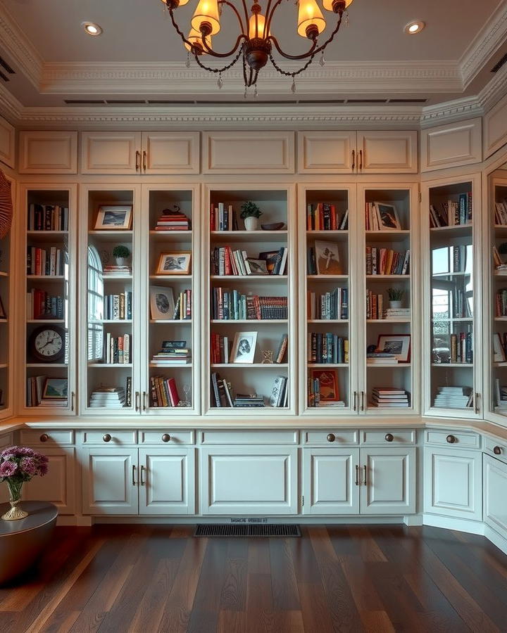 Built in Bookshelves with Glass Doors 2