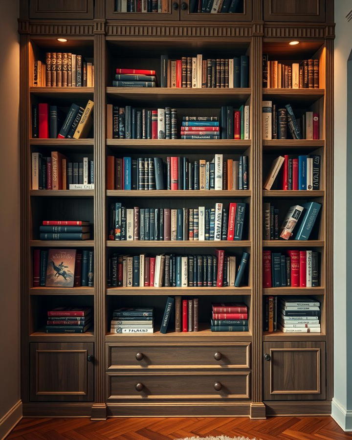 Built in Bookshelves with Hidden Storage