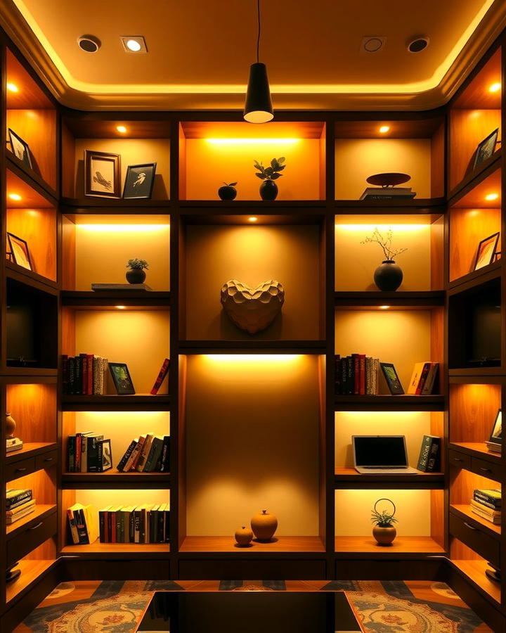 Built in Bookshelves with Lighting