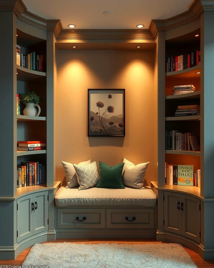 Built in Bookshelves with a Reading Nook