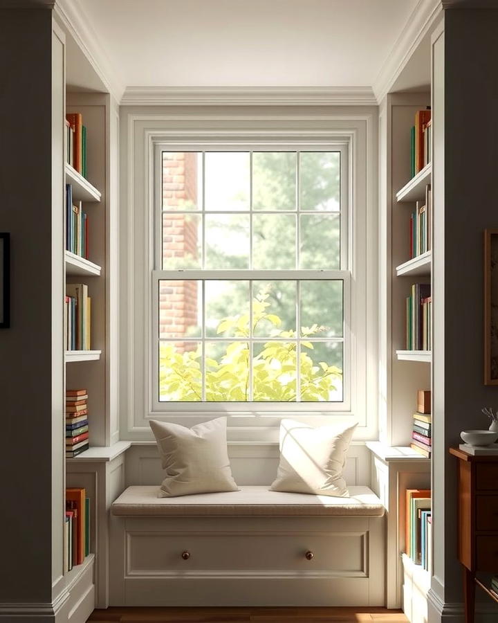 Built in Bookshelves with a Window Seat