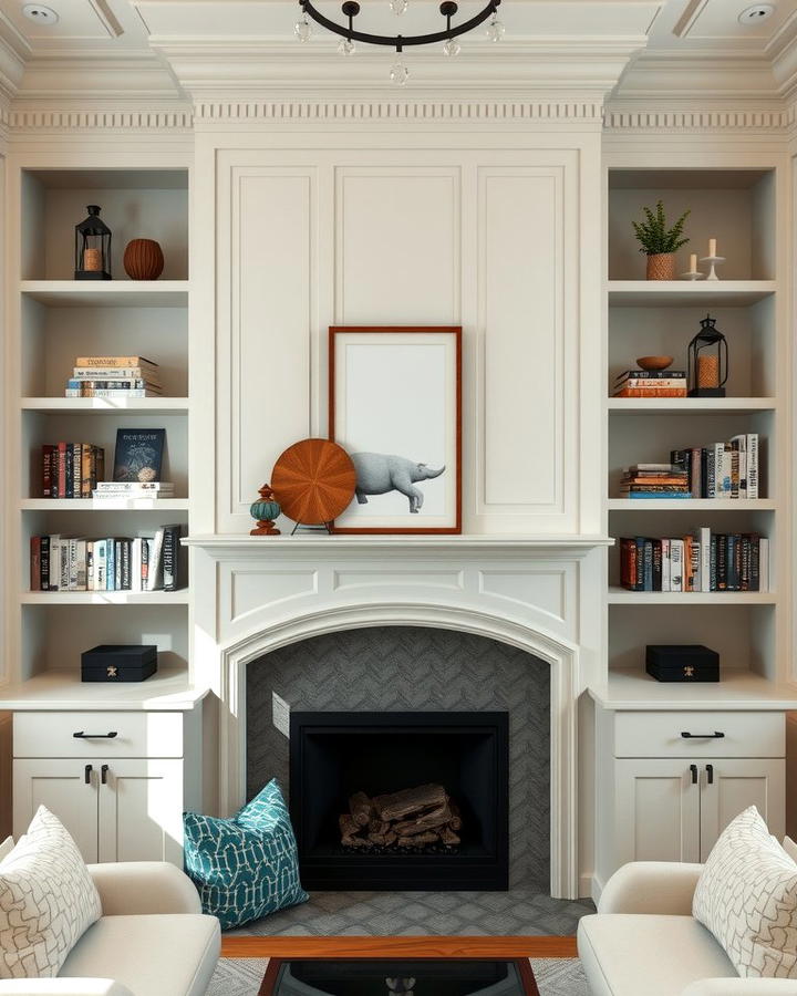 Built in Shelves with Seating Alcove