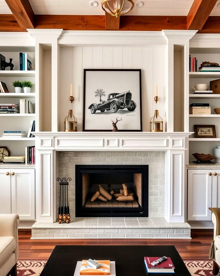 Built in Shelving Fireplace Backsplash