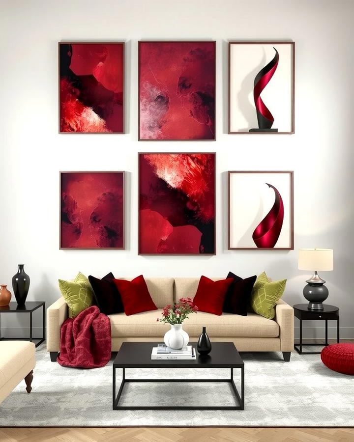 Burgundy Artwork as a Focal Point