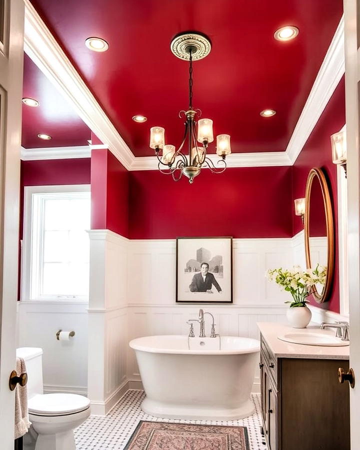 Burgundy Bathroom Ceiling Design