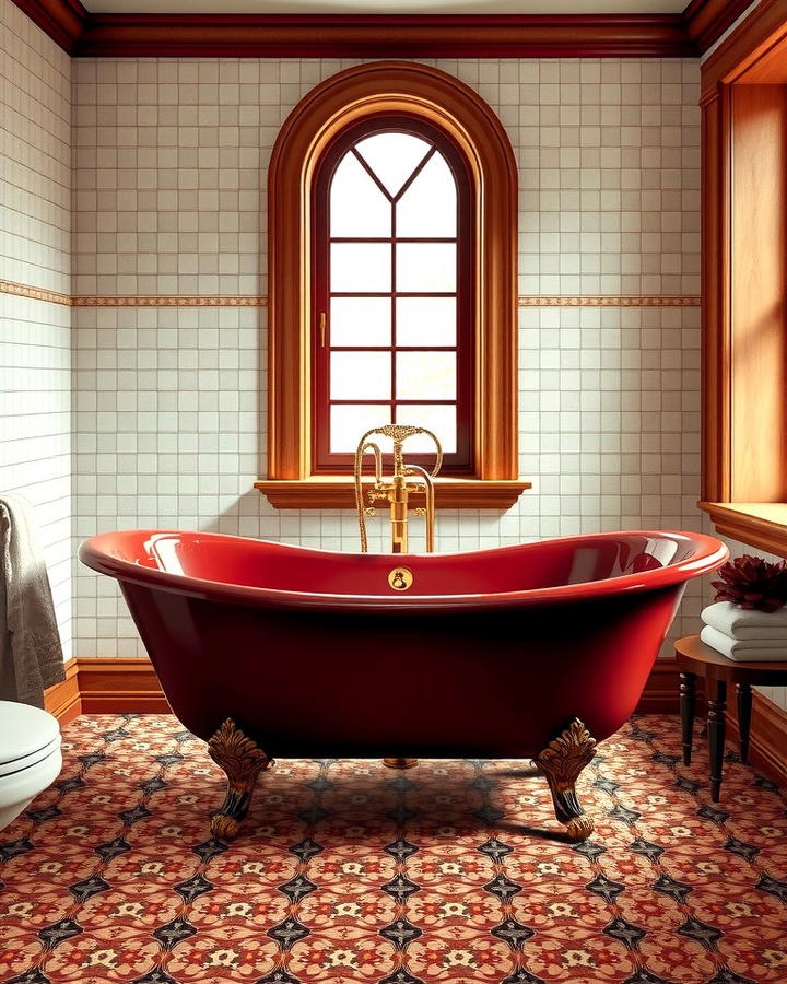 Burgundy Clawfoot Tub