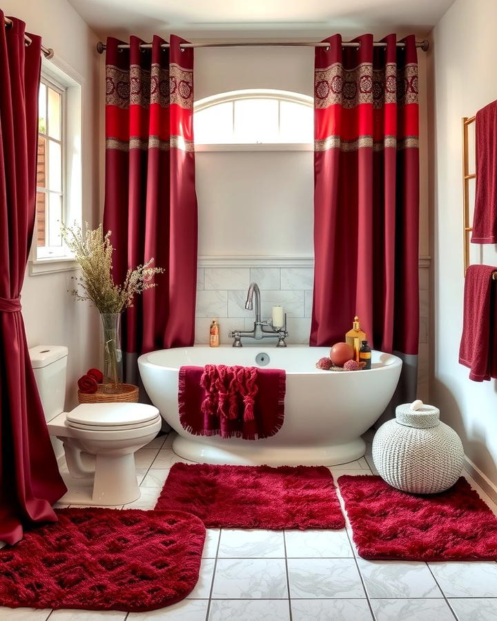 Burgundy Curtains and Rugs