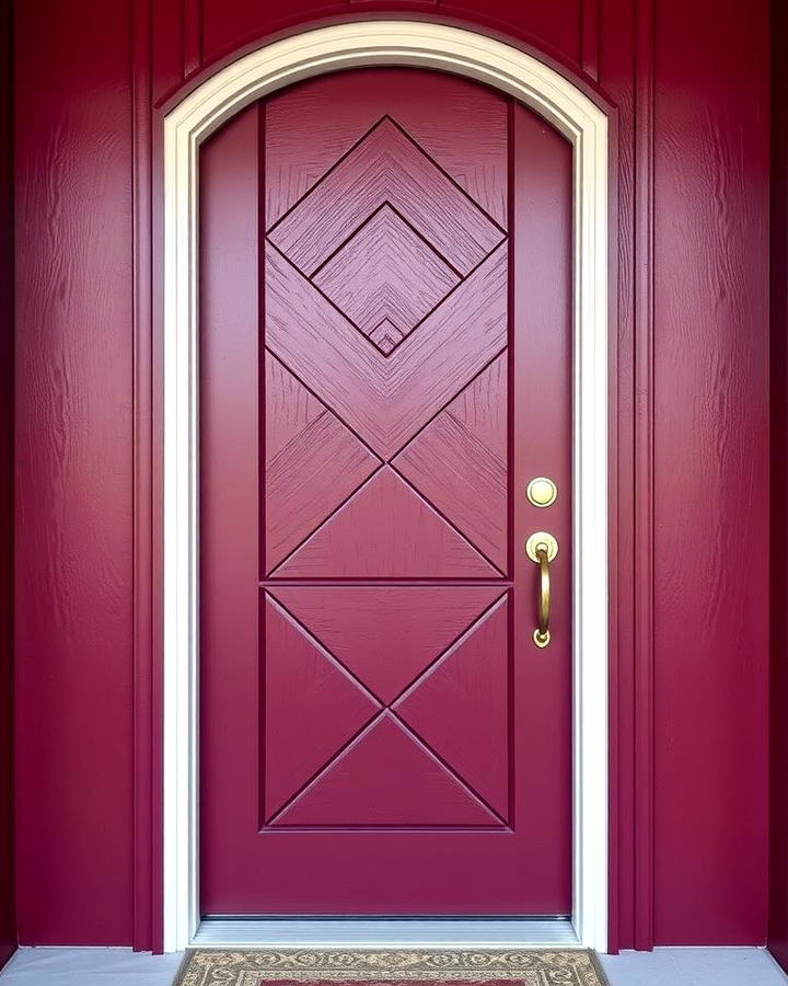 Burgundy Door with Chevron Pattern